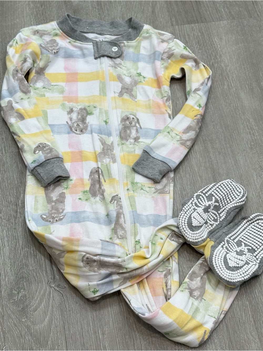 Burt's Bees Baby Pastel Plaid Bunny Zip Footie 18m